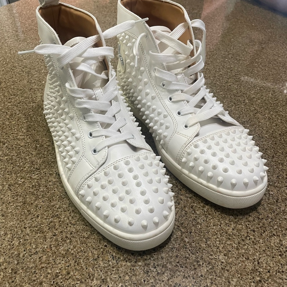 Christian Louboutin White Spiked Sneakers